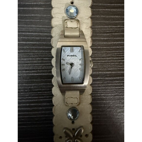 NEW Vintage 2000s Fossil Leather Watch Strap RARE Blue Face Beauty Y2K Rustic - Picture 2 of 13